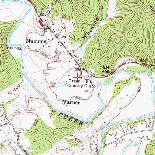 Topographic Map of Green Hills Country Club, WV