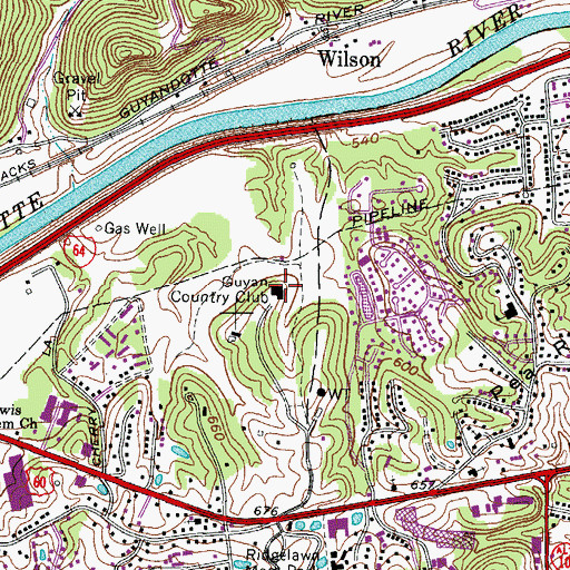 Topographic Map of Guyan Country Club, WV