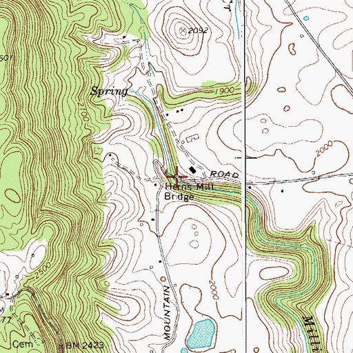 Topographic Map of Herns Mill Bridge, WV