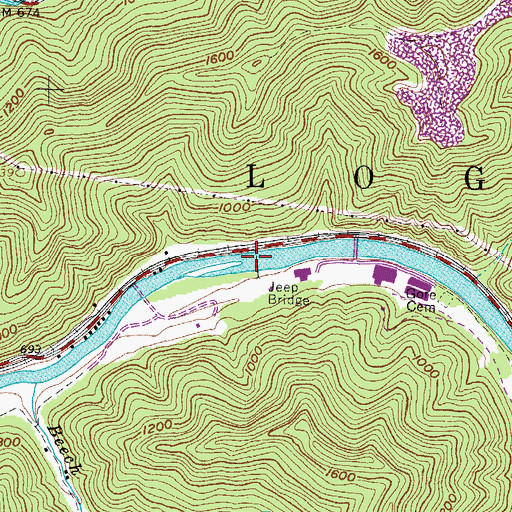 Topographic Map of Jeep Bridge, WV