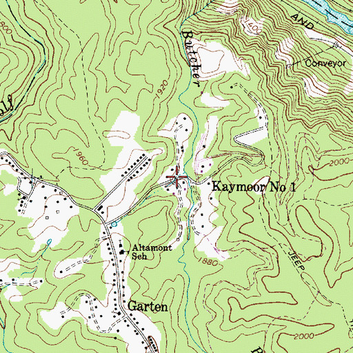 Topographic Map of Kaymoor Number 1, WV