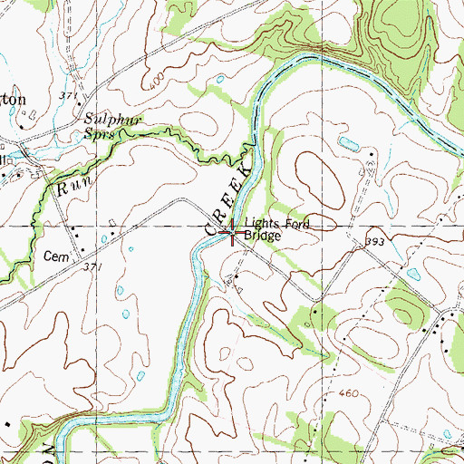 Topographic Map of Lights Ford Bridge, WV