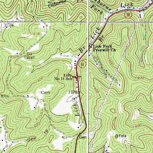 Topographic Map of Lilly Number 11 School (historical), WV