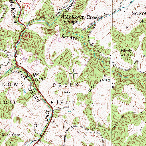 Topographic Map of McKown Creek Oil Field, WV