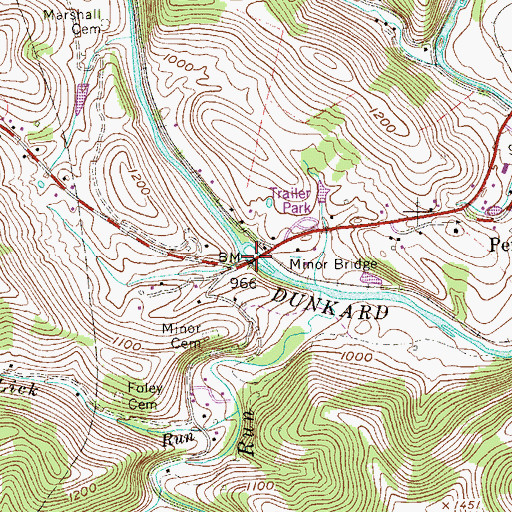 Topographic Map of Minor Bridge, WV