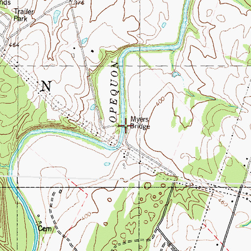 Topographic Map of Myers Bridge (historical), WV