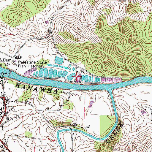 Topographic Map of Palestine State Fish Hatchery, WV