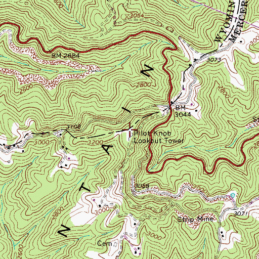 Topographic Map of Pilot Knob Lookout Tower, WV