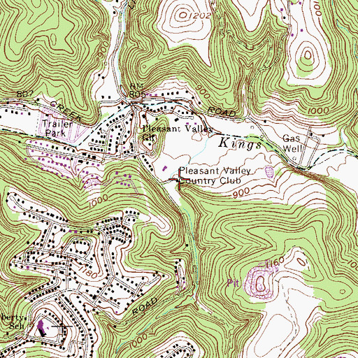 Topographic Map of Pleasant Valley Country Club, WV