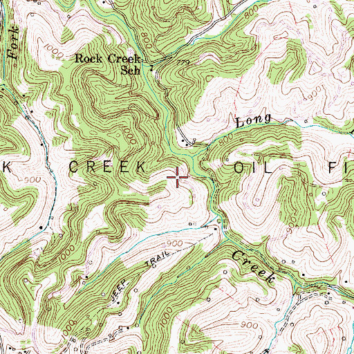 Topographic Map of Rock Creek Oil Field, WV