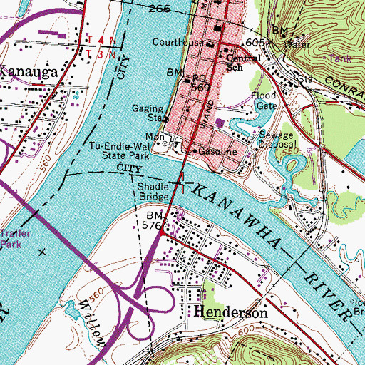 Topographic Map of Shadle Bridge, WV