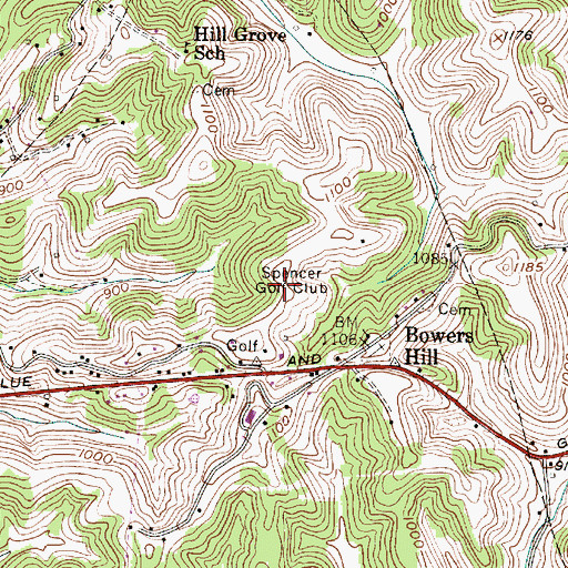 Topographic Map of Spencer Golf Club (historical), WV