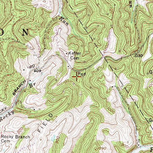 Topographic Map of Stringtown Oil Field, WV