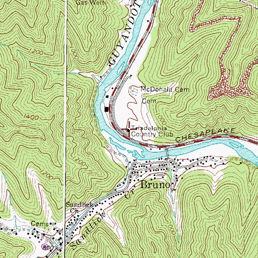 Topographic Map of Triadelphia Country Club, WV