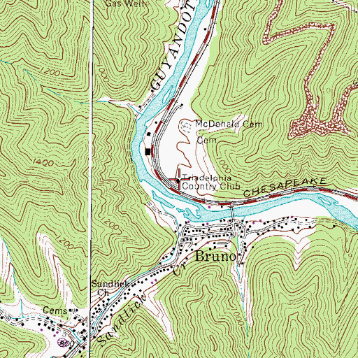 Topographic Map of Triadelphia Country Club, WV