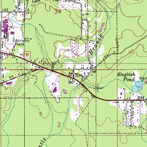 Topographic Map of Cedar Hill Baptist Church, AL