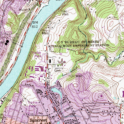 Topographic Map of United States Bureau of Mines Appalachian Experiment Station, WV