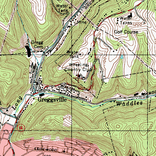 Topographic Map of Wheeling Country Club, WV