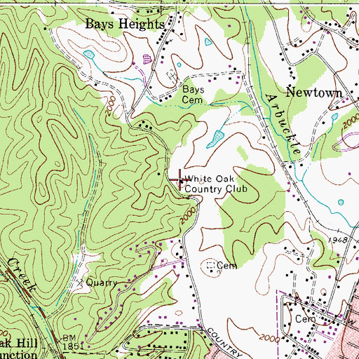 Topographic Map of White Oak Country Club, WV