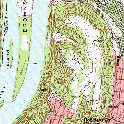 Topographic Map of Williams Country Club, WV