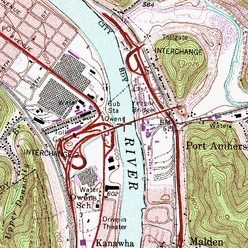 Topographic Map of Yeager Bridge, WV