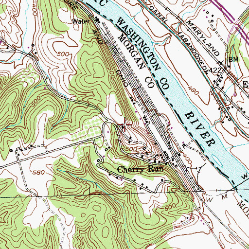 Topographic Map of Cherry Run School (historical), WV