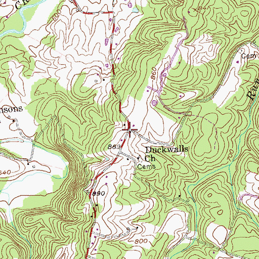 Topographic Map of Duckwall, WV