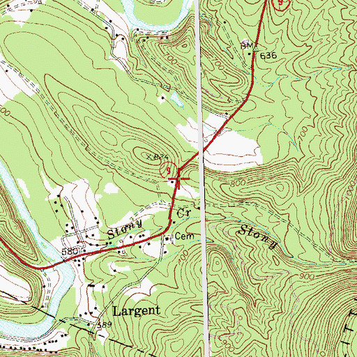 Topographic Map of Enon School (historical), WV
