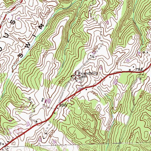 Topographic Map of Friendship Methodist Church (historical), WV