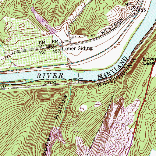 Topographic Map of Grasshopper Run, WV