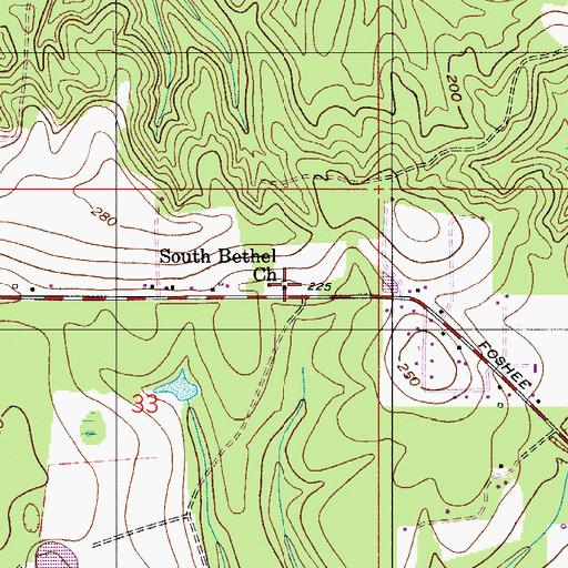 Topographic Map of South Bethel Church of God, AL