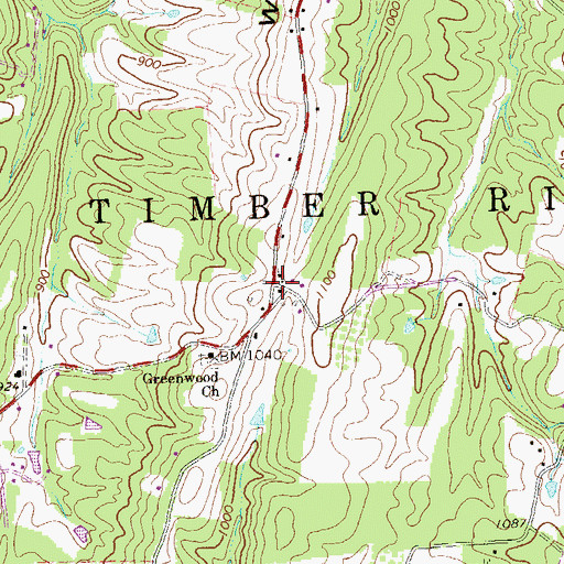 Topographic Map of Greenwood School (historical), WV