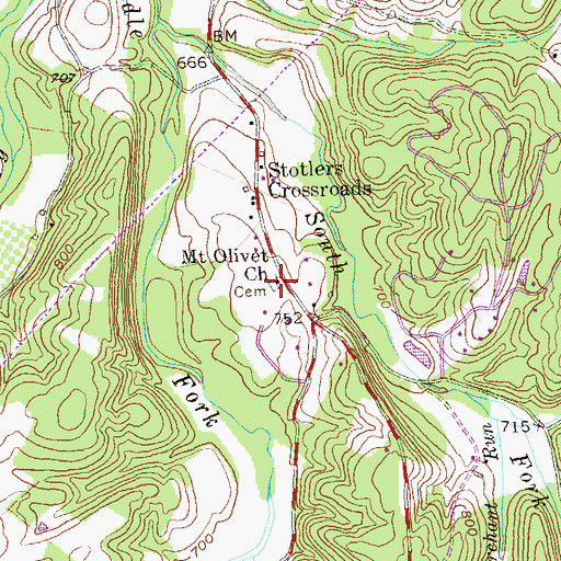 Topographic Map of Mount Olivet Cemetery, WV