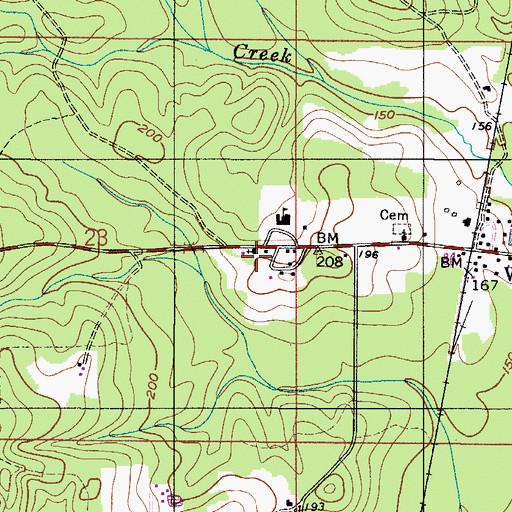 Topographic Map of Wallace Baptist Church, AL