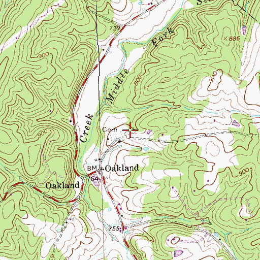 Topographic Map of Oakland Cemetery, WV