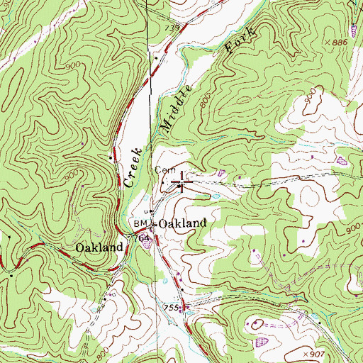 Topographic Map of Oakland United Methodist Church, WV