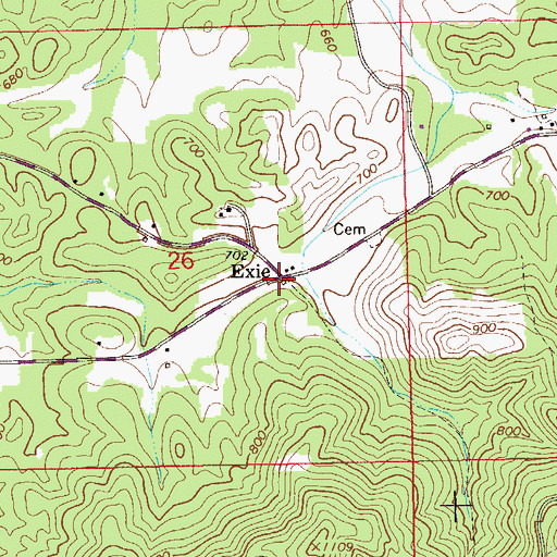 Topographic Map of Exie, AL