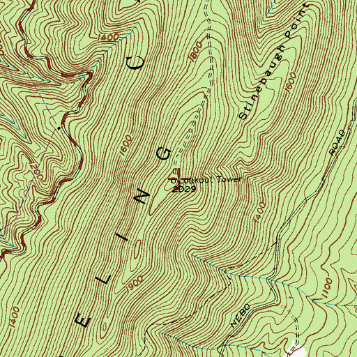 Topographic Map of Sideling Hill Lookout Tower, WV