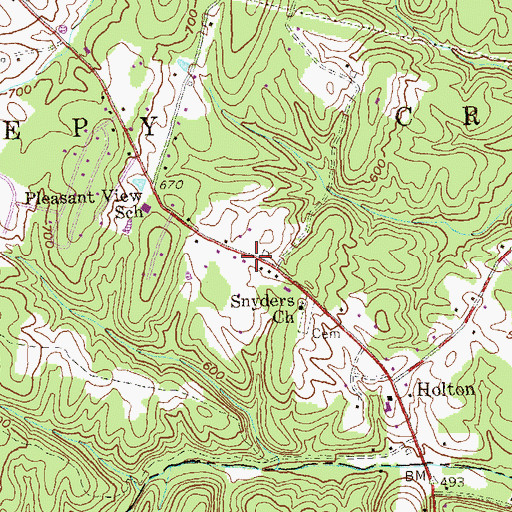 Topographic Map of Snyders, WV