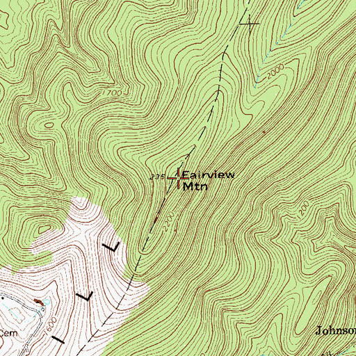 Topographic Map of Fairview Mountain, WV