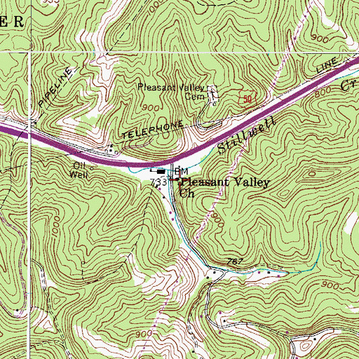 Topographic Map of Pleasant Valley Church, WV