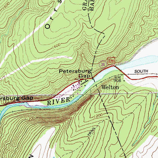 Topographic Map of Welton, WV
