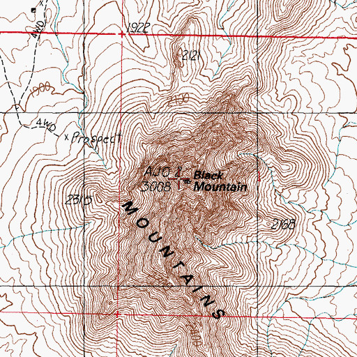 Topographic Map of Black Mountain, AZ