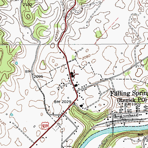Topographic Map of Falling Spring School (historical), WV