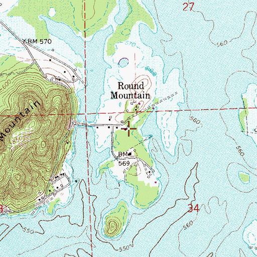 Topographic Map of Round Mountain Baptist Church, AL