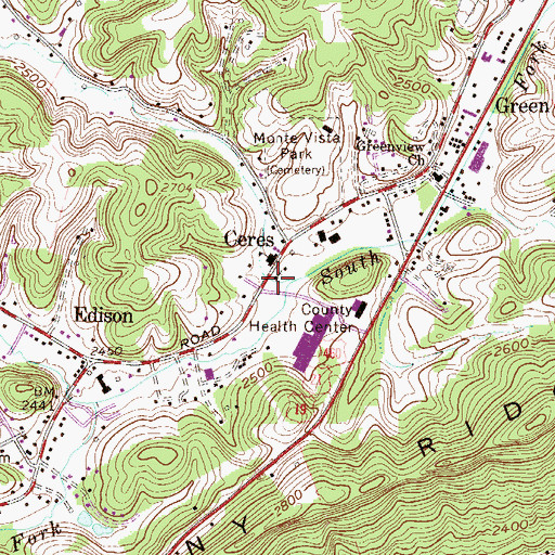 Topographic Map of Ceres Baptist Church, WV