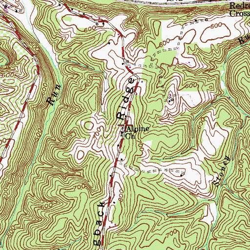 Topographic Map of Alpine Cemetery, WV