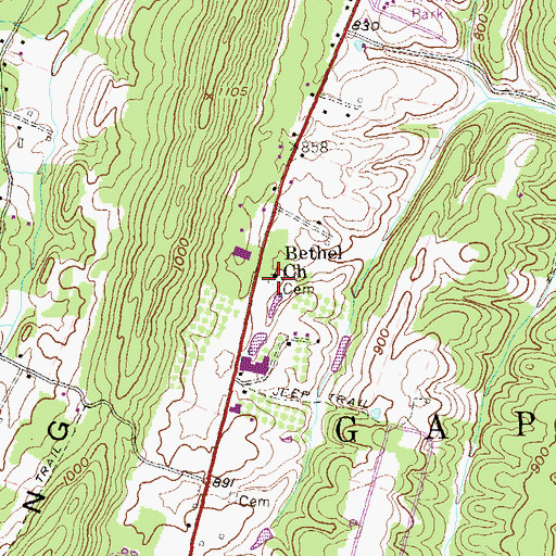 Topographic Map of Bethel Cemetery, WV