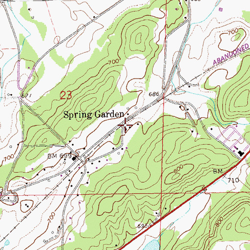 Topographic Map of Spring Garden Methodist Church, AL