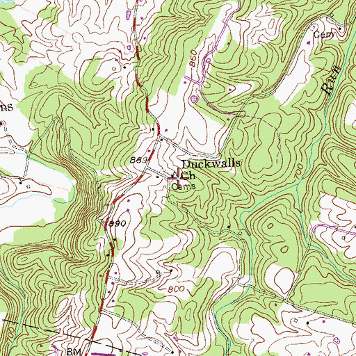 Topographic Map of Duckwall Cemetery, WV